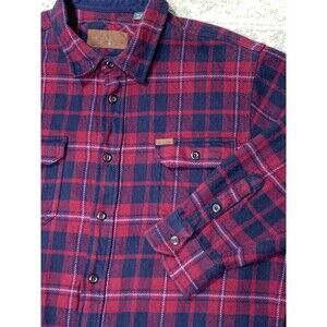 Orvis Heavyweight Plaid Flannel Shirt Red Blue Mens XXL Button Up Shacket 2XL